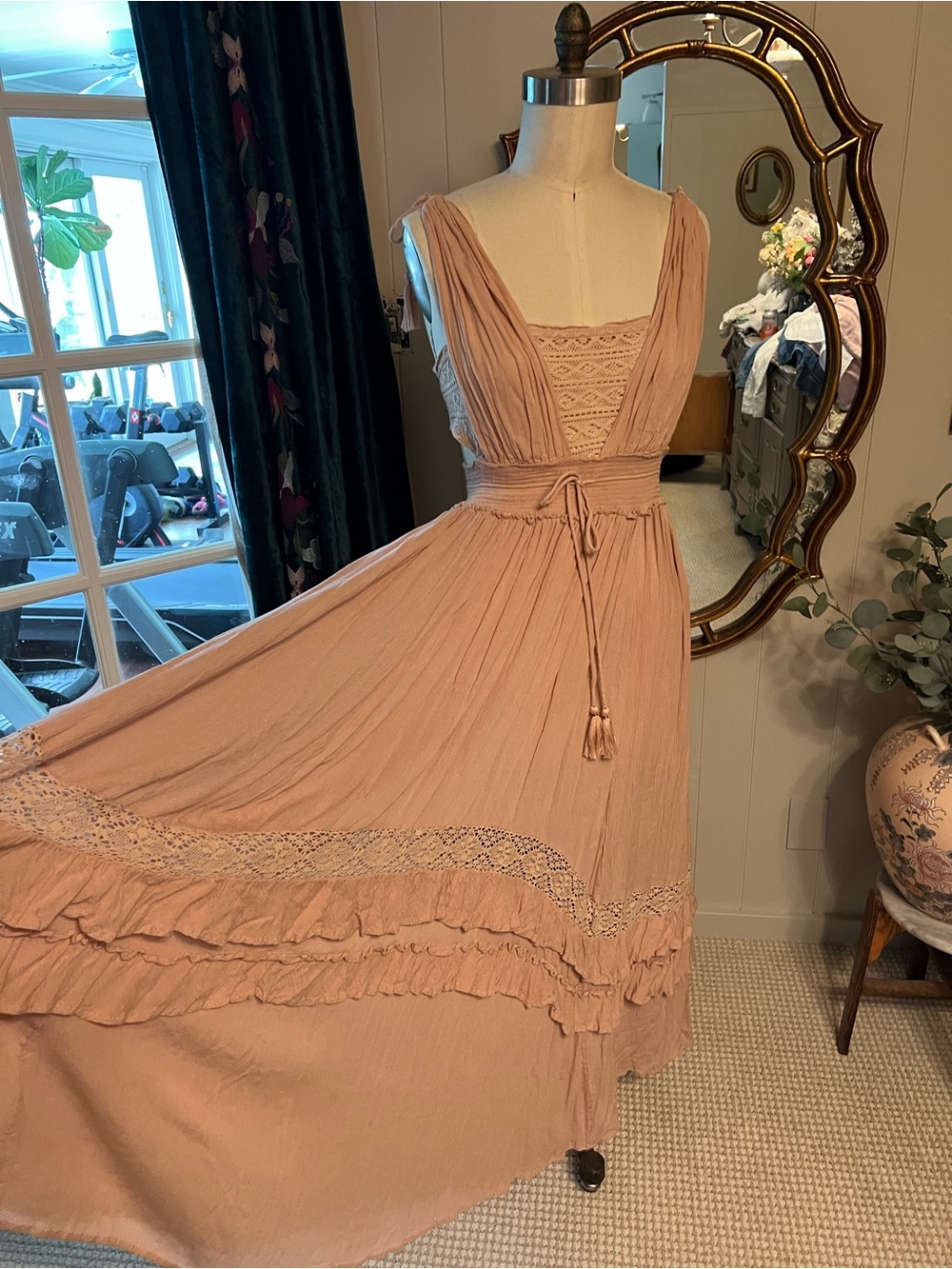 Free People Dusty Rose Lace-Trim Maxi Dress - Picture 7 of 10